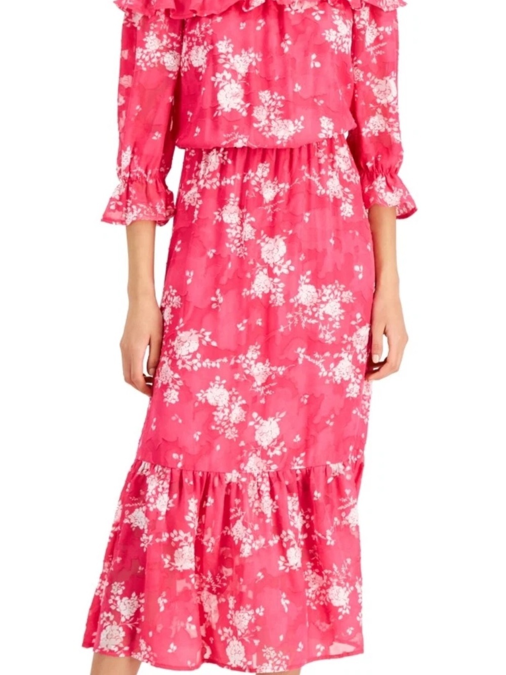 MSRP $99 Willow Drive Women Floral Off-Shoulder Maxi Dress Pink Size L - Picture 2 of 12